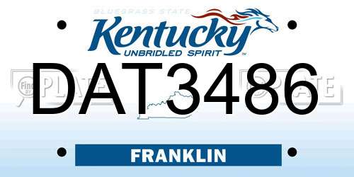 DAT3486 Kentucky License Plate