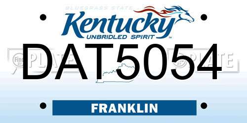 DAT5054 Kentucky License Plate
