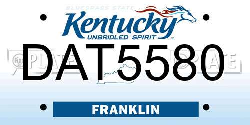 DAT5580 Kentucky License Plate