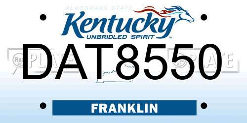 DAT8550 Kentucky License Plate