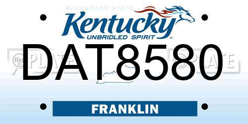 DAT8580 Kentucky License Plate