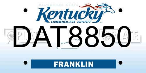 DAT8850 Kentucky License Plate