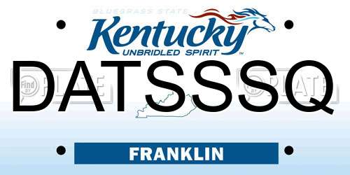 DATSSSQ Kentucky License Plate