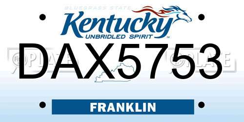 DAX5753 Kentucky License Plate