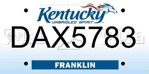DAX5783 Kentucky License Plate