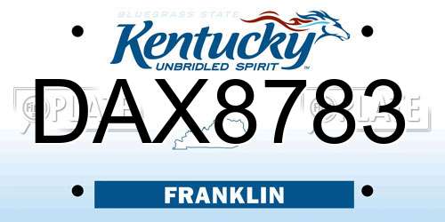 DAX8783 Kentucky License Plate