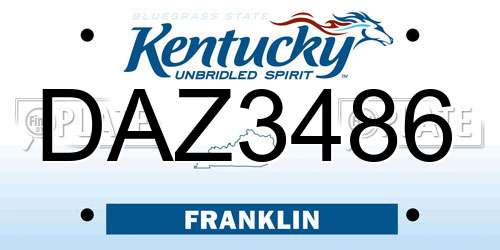 DAZ3486 Kentucky License Plate