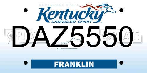DAZ5550 Kentucky License Plate