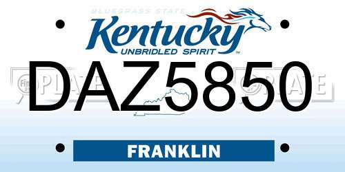 DAZ5850 Kentucky License Plate
