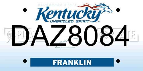 DAZ8084 Kentucky License Plate