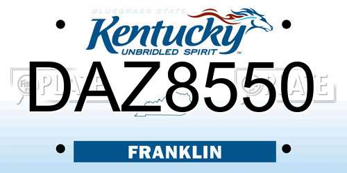 DAZ8550 Kentucky License Plate