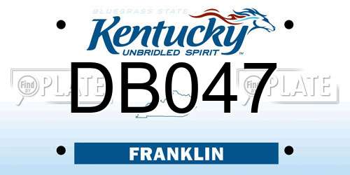 DB047 Kentucky License Plate