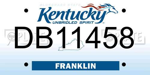 DB11458 Kentucky License Plate
