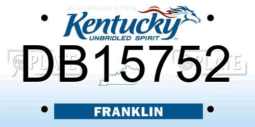 DB15752 Kentucky License Plate