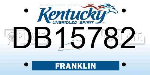 DB15782 Kentucky License Plate