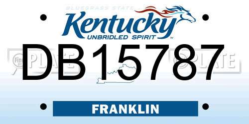 DB15787 Kentucky License Plate