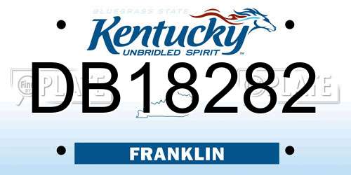 DB18282 Kentucky License Plate