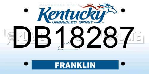DB18287 Kentucky License Plate