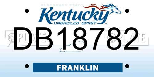 DB18782 Kentucky License Plate