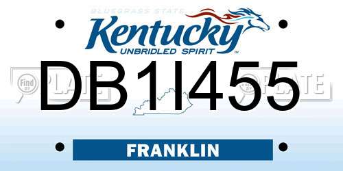 DB1I455 Kentucky License Plate