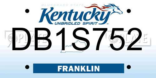 DB1S752 Kentucky License Plate
