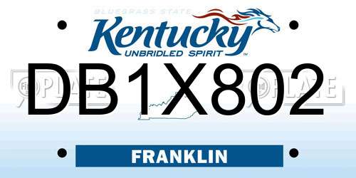 DB1X802 Kentucky License Plate