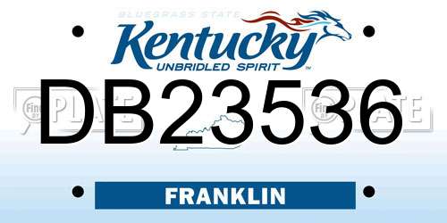 DB23536 Kentucky License Plate