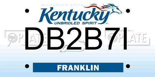 DB2B7I Kentucky License Plate