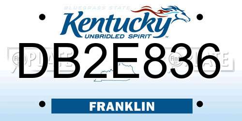 DB2E836 Kentucky License Plate