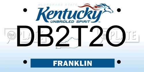 DB2T2O Kentucky License Plate