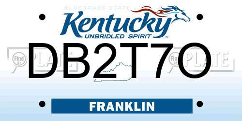DB2T7O Kentucky License Plate