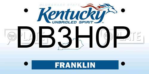 DB3H0P Kentucky License Plate