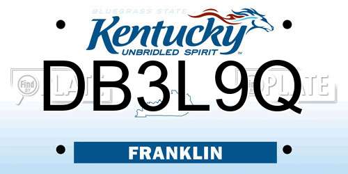 DB3L9Q Kentucky License Plate