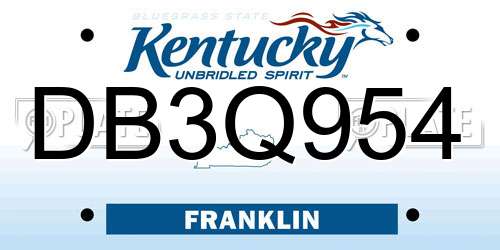 DB3Q954 Kentucky License Plate