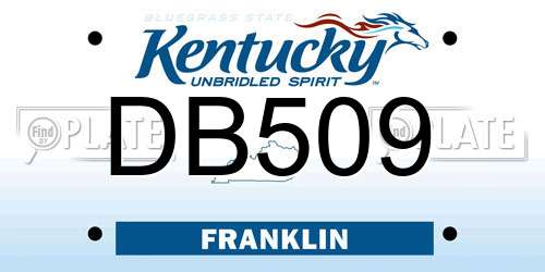 DB509 Kentucky License Plate