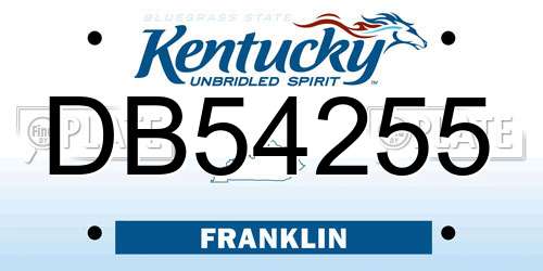 DB54255 Kentucky License Plate