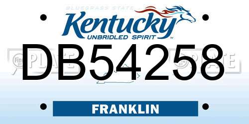 DB54258 Kentucky License Plate