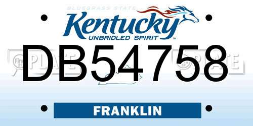 DB54758 Kentucky License Plate