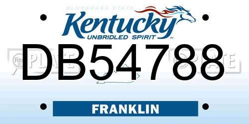 DB54788 Kentucky License Plate