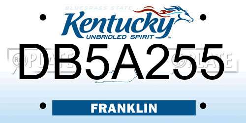 DB5A255 Kentucky License Plate