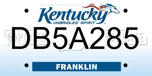 DB5A285 Kentucky License Plate