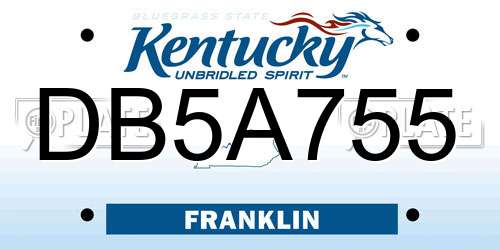 DB5A755 Kentucky License Plate