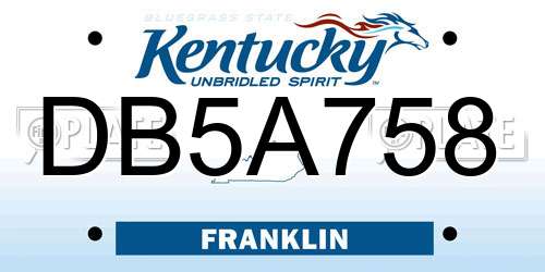 DB5A758 Kentucky License Plate