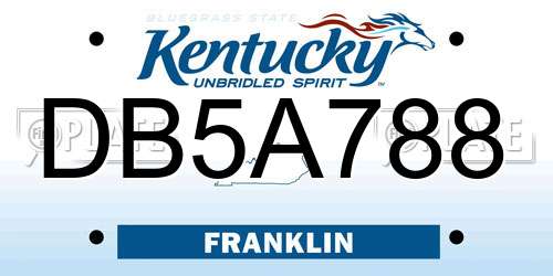 DB5A788 Kentucky License Plate