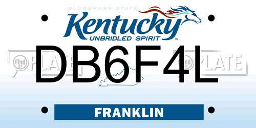 DB6F4L Kentucky License Plate