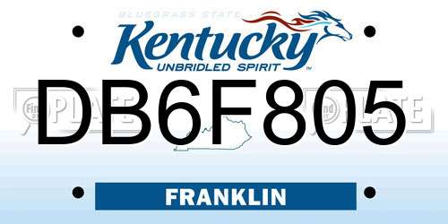 DB6F805 Kentucky License Plate