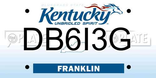 DB6I3G Kentucky License Plate