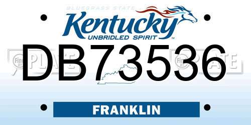 DB73536 Kentucky License Plate