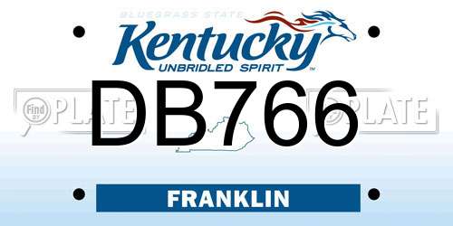 DB766 Kentucky License Plate