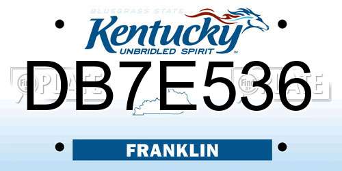 DB7E536 Kentucky License Plate